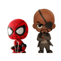 Spider-Man: Far From Home - Spider-Man and Nick Fury Cosbaby 3.75 Inch Hot Toys Bobble-Head Figure 2-Pack
