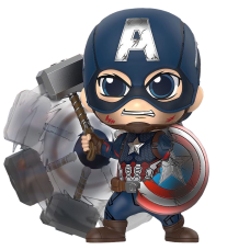Avengers 4: Endgame - Captain America Battling Cosbaby 3.75 Inch Hot Toys Bobble-Head Figure 