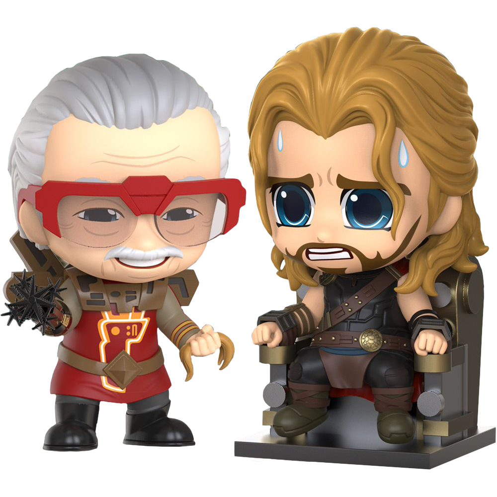 Thor 3: Ragnarok - Thor & Stan Lee Cameo Cosbaby (S) Hot Toys Figure 2-Pack