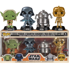 Star Wars - Yoda, C-3PO, Darth Vader & R2-D2 Ralph McQuarrie Concept Series Pop! Vinyl Figure 4-Pack