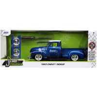 Just Trucks - Royal Blue 1953 Chevy Pickup with Tyre Rack 1/24th Scale Die-Cast Vehicle Replica