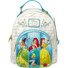 Disney Princess - Tiana, Ariel & Belle Castle 12 inch Faux Leather Mini Backpack