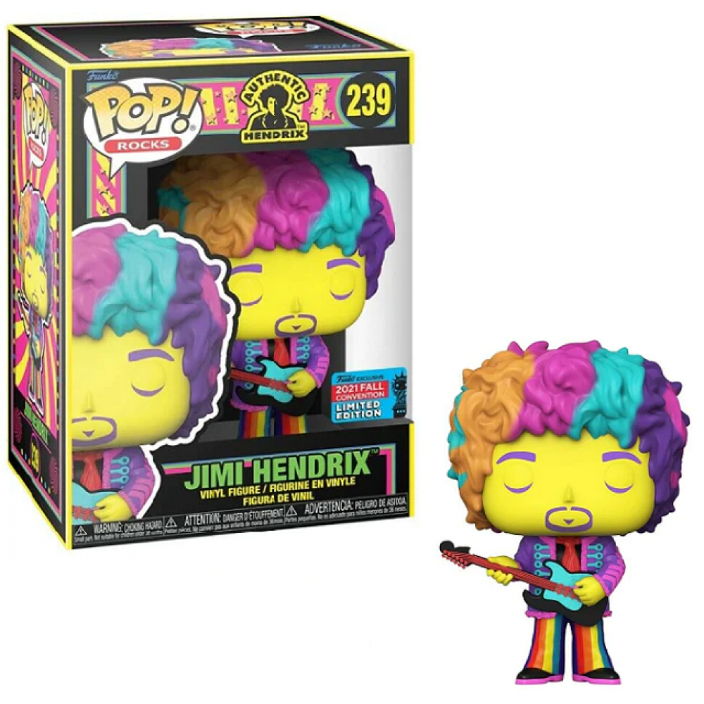 Jimi Hendrix - Rainbow Jimi Hendrix with Blue Guitar Blacklight Pop! Vinyl Figure (2021 Fall Convention Exclusive)