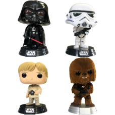 Star Wars - Luke, Chewbacca, Darth Vader & Stormtrooper Flocked Pop! Vinyl Figure 4-Pack