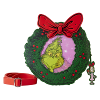 Dr. Seuss - The Grinch Wreath Lenticular 9 inch Faux Leather Crossbody Bag