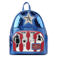 Marvel - Metallic Captain America Cosplay 10 inch Faux Leather Mini Backpack