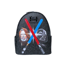 Star Wars - Darth Vader & Obi-Wan Lightsaber Light Up Glow in the Dark 10 inch Faux Leather Mini Backpack