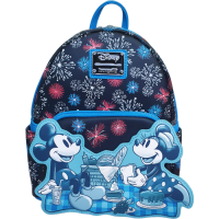 Disney - Mickey & Minnie Mouse Fireworks Glow in the Dark 10 inch Faux Leather Mini Backpack