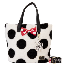 Disney - Minnie Rocks the Dots Sherpa 12 inch Faux Leather Tote Bag