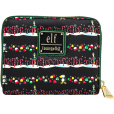Elf - Candy Cane Print 5 inch Faux Leather Zip-Around Wallet