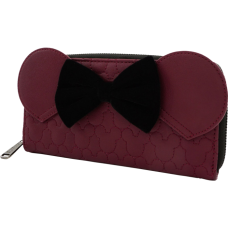 Disney - Minnie Mouse Maroon Quilted 8 inch Faux Leather Zip-Around Wallet