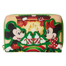 Disney - Mickey & Minnie Mouse Hot Cocoa Fireplace 4 inch Faux Leather Zip-Around Wallet