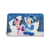 Disney - Mickey & Minnie Mouse Winter Skating Scene 4 inch Faux Leather Zip-Around Wallet