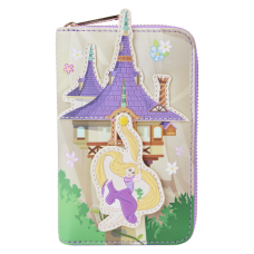 Tangled - Rapunzel Swinging From Tower 4 inch Faux Leather Zip-Around Wallet