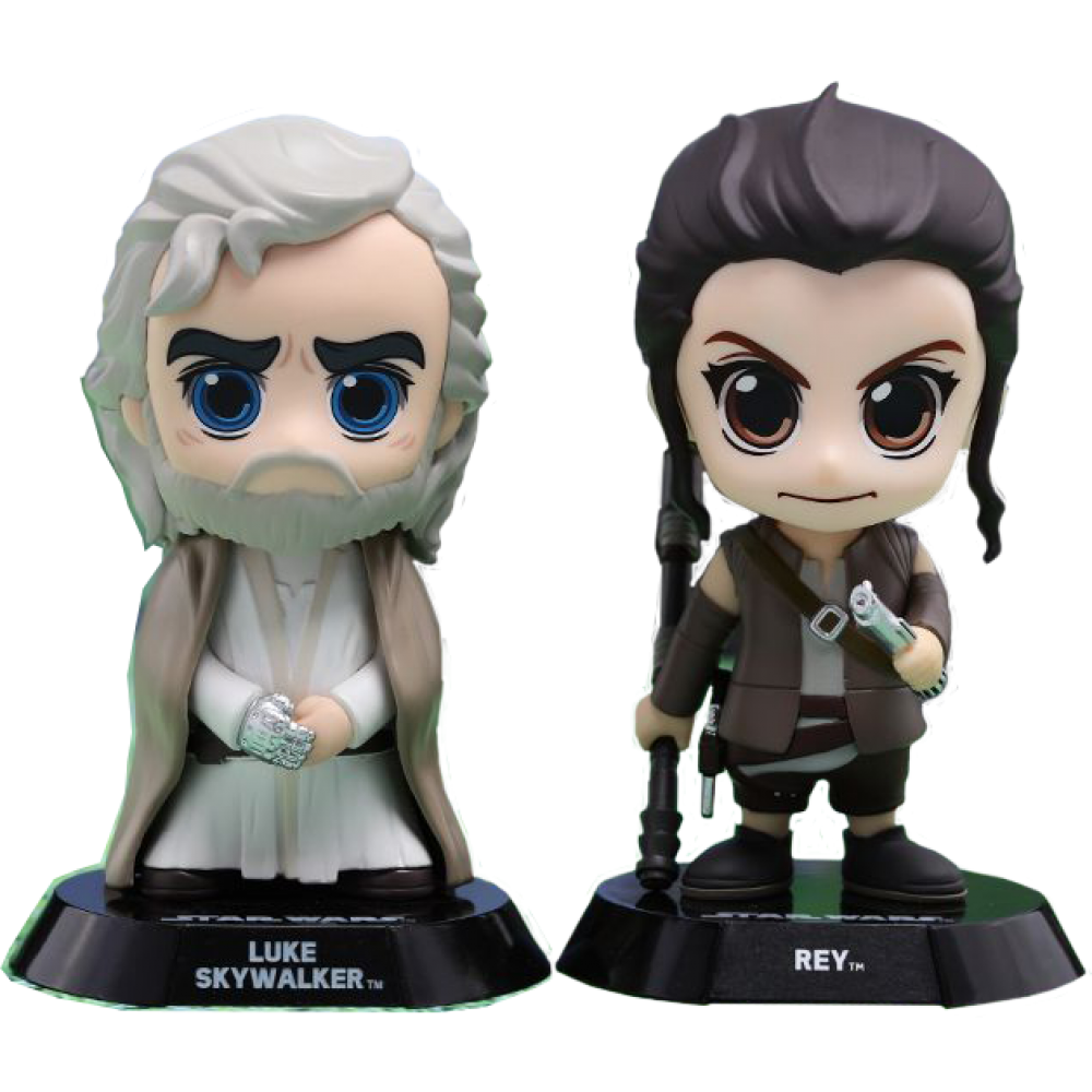 Star Wars Episode VII: The Force Awakens - Luke Skywalker and Rey Cosbaby 3.75 Inch Hot Toys Bobble Head Figure 2-Pack