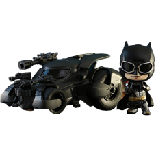 Justice League (2017) - Batman with Batmobile Cosbaby 3.75 Inch Hot Toys Bobble Head Figure Set