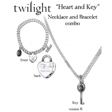 Twilight - Jewellery Heart and Key Necklace/Bracelet